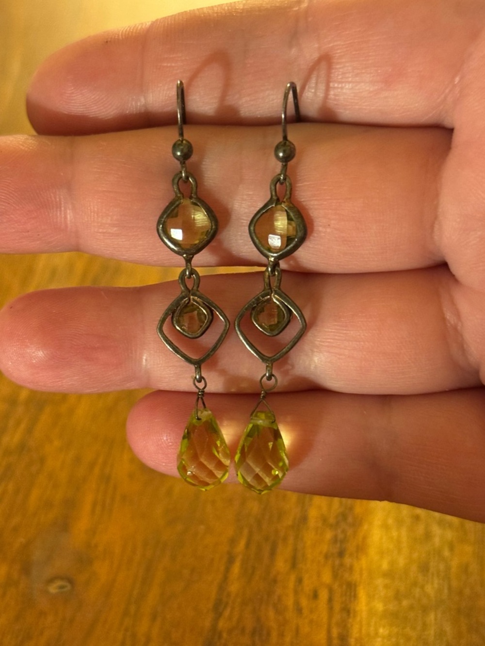 Lemon Quartz Crystal Sterling Drop Earrings - Picture 4 of 13